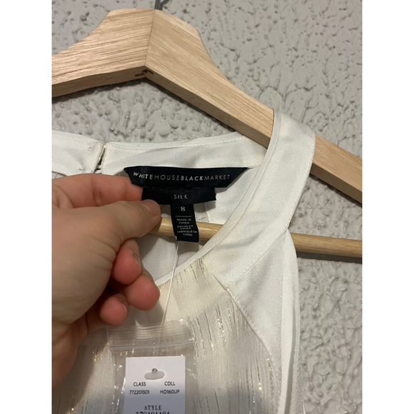 New with Tag White House Black Market Silk Metallic Harriet Clip Date Sleeveless - Picture 2 of 7